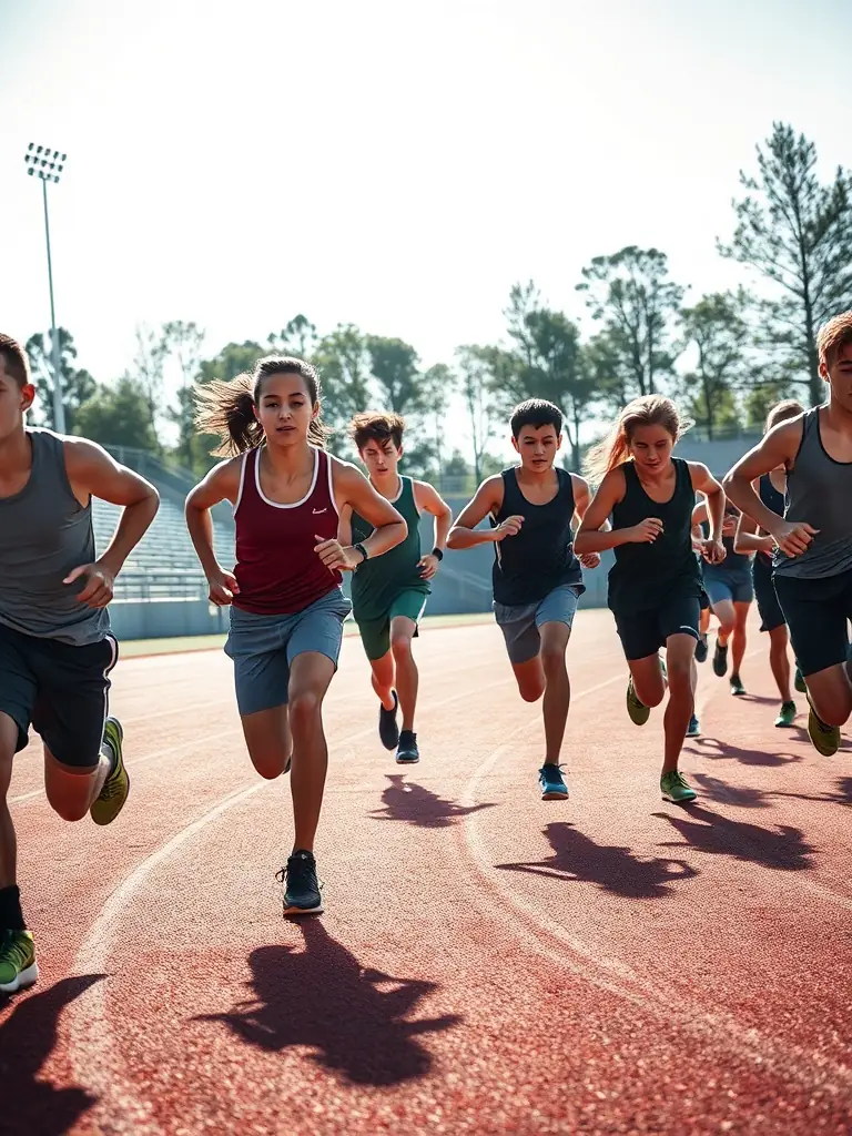 A focused image of students engaged in athletics training at ASS SPORTIVE DU COLLEGE D AIGRE, demonstrating dedication and individual improvement.